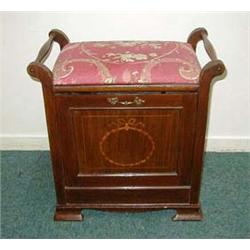 Edwardian mahogany and inlaid music stool wit