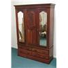 Image 1 : Edwardian carved walnut triple wardrobe, the