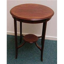 Circular inlaid mahogany occasional table wit