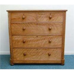 Victorian satinwood chest, fitted two short a