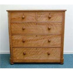 Victorian satinwood chest, fitted two short a