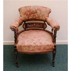 Victorian inlaid rosewood tub chair (needs up