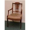 Image 1 : Victorian inlaid mahogany open armchair