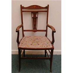 Edwardian inlaid mahogany bedroom chair with