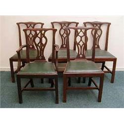 Set of five George III style oak dining chair