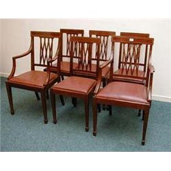 Set of six Edwardian inlaid mahogany dining c