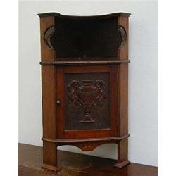 Edwardian walnut hanging corner cupboard, the