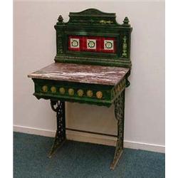 Victorian cast iron and marble wash stand, th