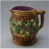 Image 1 : George Jones Majolica barrel shaped jug with