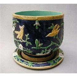 Victorian Majolica planter and matching base