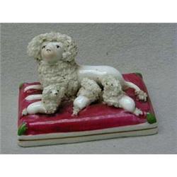 Early Victorian Staffordshire porcelain poodl