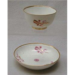 Early English porcelain teabowl sparsely deco