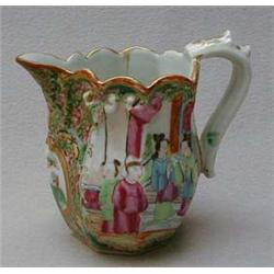 Chinese Famille Rose jug, hand enamelled with