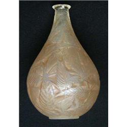 Large Lalique brown stained bottle vase decor