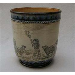 Doulton Lambeth blue stoneware cache pot by H