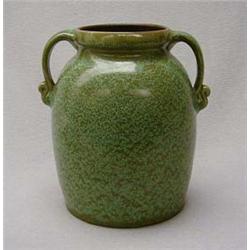 C H Brannam  mottled green twin handled potte