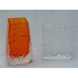 Orange Whitefriars bark glass vase and clear