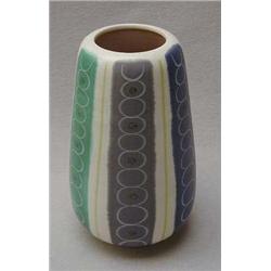 Poole Freeform vase decorated in green, purpl