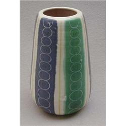 Poole Freeform vase decorated in blues, green