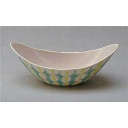 Poole Freeform boat shaped dish decorated wit