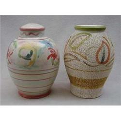 Denby floral table lamp designed by Glen Cole