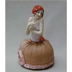 Large hand painted Art Deco style maiden pin