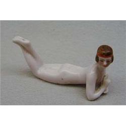Small nude Art Deco maiden pin cushion doll w
