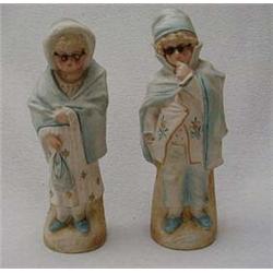 Pair of hand painted bisque Grandma and Grand
