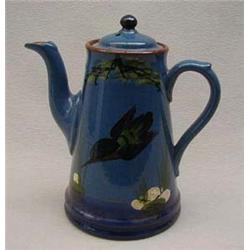 Large Torquay pottery coffee pot decorated wi