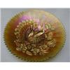 Image 1 : Green and purple frilled Carnival glass dish