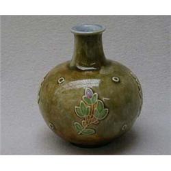 Small green Royal Doulton stoneware bottle va