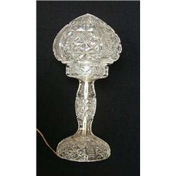 Edwardian cut glass table lamp with cut glass