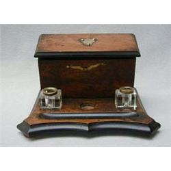 Walnut stationery box on a shaped walnut and