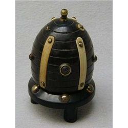 Ebony vesta case in the form of a beehive wit