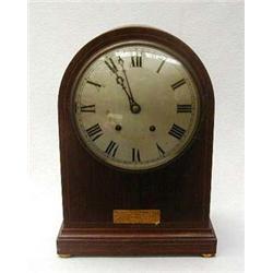 Large Edwardian dome shaped inlaid mantle clo