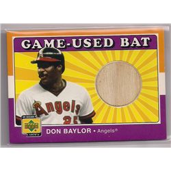 2001 UD Decade 1970's Don Baylor Game-Used Bat Insert Card