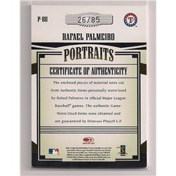 2005 Prime Patches Rafael Palmeiro Triple Game-Used Relic Insert Card-#/85!