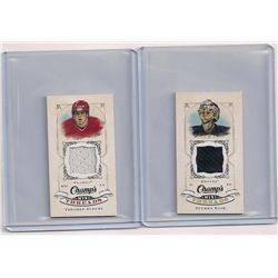 Lot of (2) 2008-09 Upper Deck Champ's Hockey Game-Used Material Mini Cards
