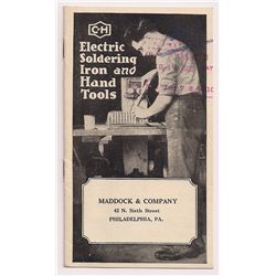 1920's Cutler-Hammer Mfg. Co. (C-H) Electric Soldering Iron & Hand Tools Mini Brochure