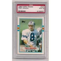 1989 Topps Traded Troy Aikman Rookie Card #70T-Graded PSA 9!