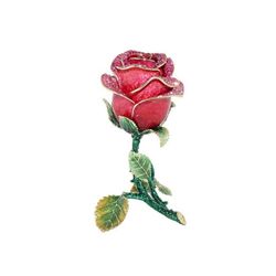 Delicate Faberge Inspired Red Rose Jewelry Box