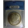 Image 1 : 1887 MORGAN DOLLAR ANACS MS63
