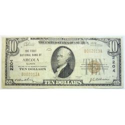 1929  $10 National currency note VG  Arcola IL