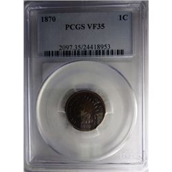 1870 INDIAN ONE CENT PCGS VF35 SUPER!