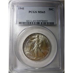 1941 WALKING LIBERTY HALF DOLLAR PCGS MS65 GEM