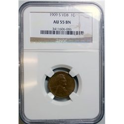 1909-S VDB LINCOLN CENT NGC AU-55