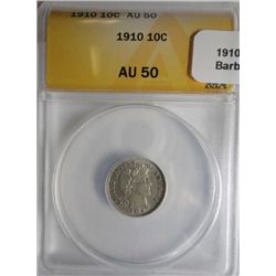 1910 Barber dime  ANACS 50