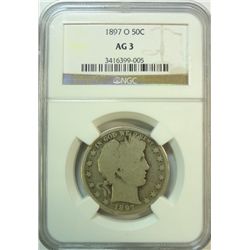 1897O Barber half $  NGC03