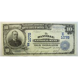 1902  $10  National currency  Danville PA  XF/AU