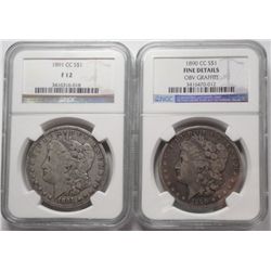 1890CC  NGC12 obv graffiti  --91CC  NGC12 Morgan $